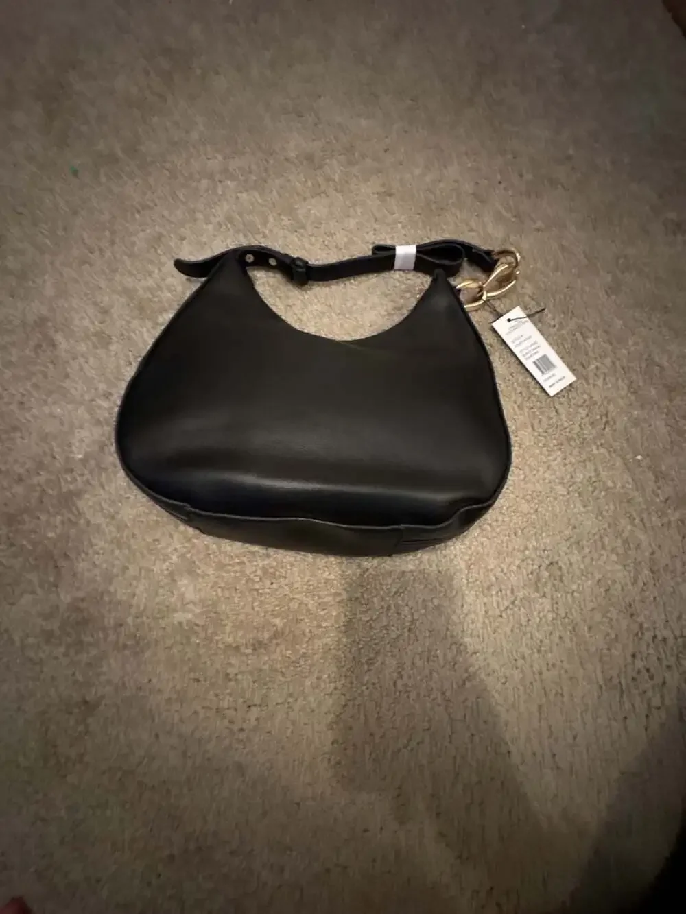French Connection Moritz Textured Smooth Hobo Bag Black